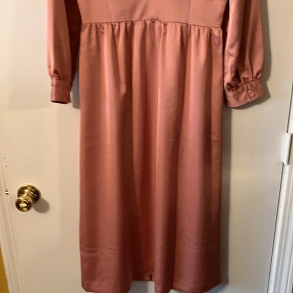 J Crew Satin Blush Pink Button Down Midi Dress 2T - Picture 10 of 15